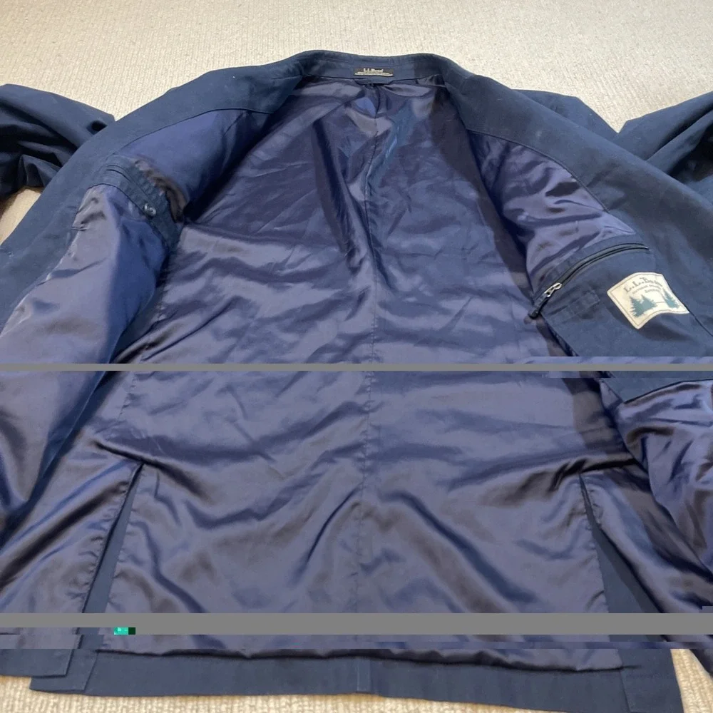 LL Bean Men's Size 52 Sport Coat Blazer Jacket Navy Wedding 100% Cotton